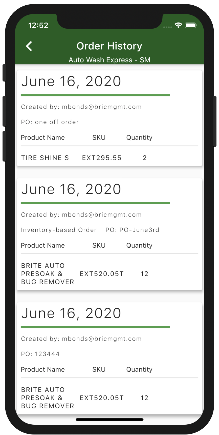 Viewing Order History